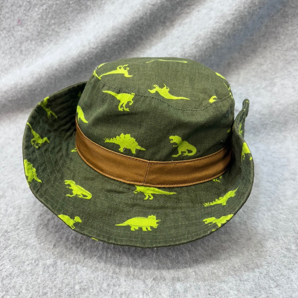 Dinosaur Print Kids Green Unbranded Bucket Hat Safari Style Chin Strap OSFA